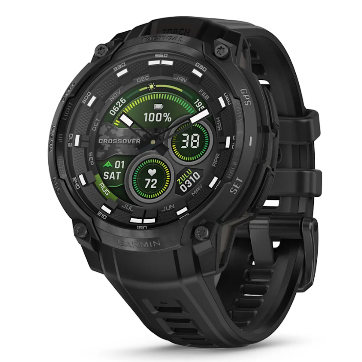 Garmin 010-03398-42 Instinct Crossover AMOLED 實體指針GPS智慧錶 (軍事戰術版 - 極致黑)